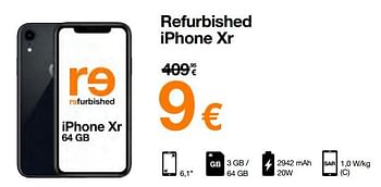 Promotions Apple refurbished iphone xr - Apple - Valide de 12/09/2022 à 02/10/2022 chez Orange