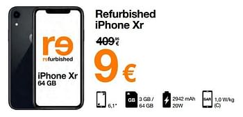 Promoties Apple refurbished iphone xr - Apple - Geldig van 12/09/2022 tot 02/10/2022 bij Orange