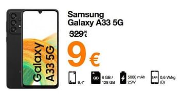 Promotions Samsung galaxy a33 5g - Samsung - Valide de 12/09/2022 à 02/10/2022 chez Orange