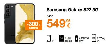 Promotions Samsung galaxy s22 5g - Samsung - Valide de 12/09/2022 à 02/10/2022 chez Orange