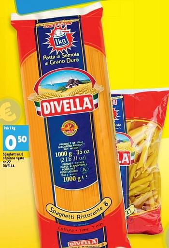 Promoties Spaghetti nr. 8 of penne rigate nr. 27 divella - Divella - Geldig van 14/09/2022 tot 20/09/2022 bij Match