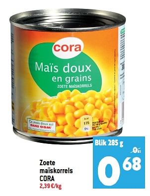Promoties Zoete maïskorrels cora - Huismerk - Match - Geldig van 14/09/2022 tot 20/09/2022 bij Match