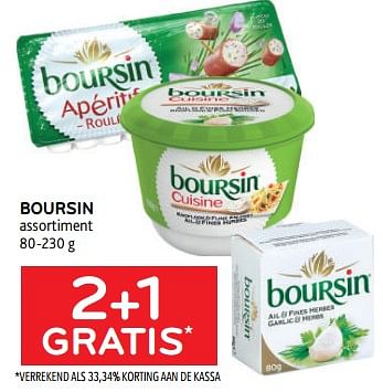 Promoties Boursin 2+1 gratis - Boursin - Geldig van 21/09/2022 tot 04/10/2022 bij Alvo