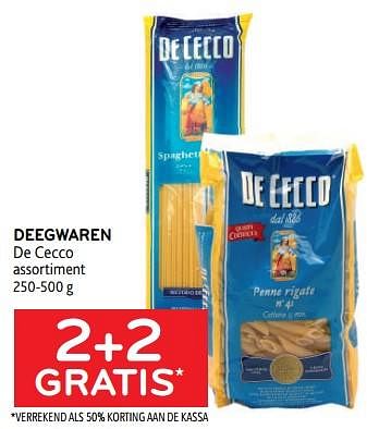 Promoties Deegwaren de cecco 2+2 gratis - De Cecco - Geldig van 21/09/2022 tot 04/10/2022 bij Alvo