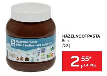 Promoties Hazelnootpasta boni - Boni - Geldig van 21/09/2022 tot 04/10/2022 bij Alvo