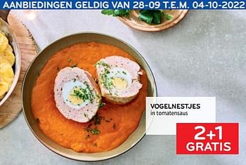Promoties Vogelnestjes in tomatensaus 2+1 gratis - Huismerk - Alvo - Geldig van 28/09/2022 tot 04/10/2022 bij Alvo