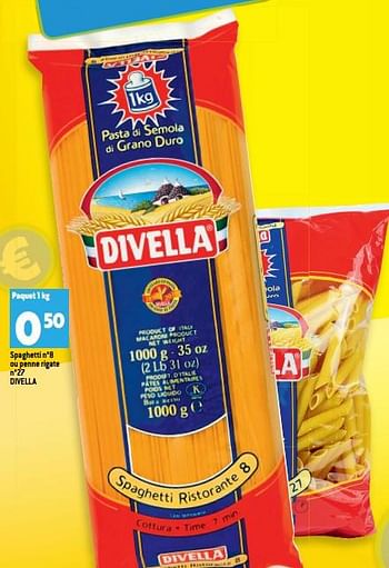 Promotions Spaghetti n°8 ou penne rigate n°27 divella - Divella - Valide de 14/09/2022 à 20/09/2022 chez Match