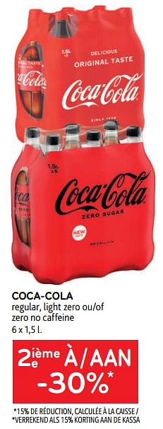 Promoties Coca-cola 2ième à -30% - Coca Cola - Geldig van 21/09/2022 tot 04/10/2022 bij Alvo