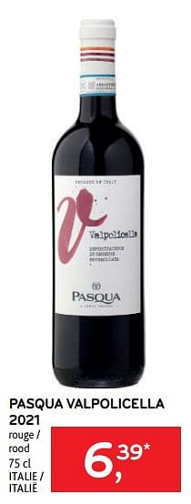Promotions Pasqua valpolicella 2021 rouge - Vins rouges - Valide de 21/09/2022 à 04/10/2022 chez Alvo