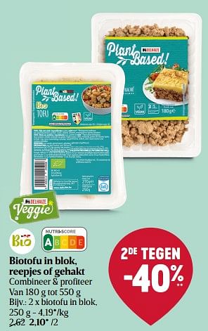Promoties Biotofu in blok - Huismerk - Delhaize - Geldig van 15/09/2022 tot 21/09/2022 bij Delhaize