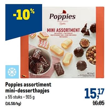 Promotions Poppies assortiment mini-desserthapjes - Poppies - Valide de 21/09/2022 à 04/10/2022 chez Makro