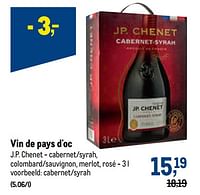 Vin de pays d`oc j.p. chenet - cabernet-syrah-Rode wijnen