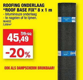 Promoties Roofing onderlaag roof base fix - Aquaplan - Geldig van 14/09/2022 tot 25/09/2022 bij Hubo