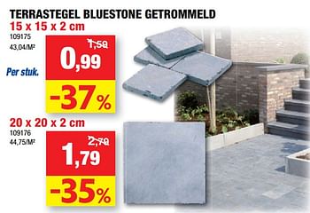 Promoties Terrastegel bluestone getrommeld - Huismerk - Hubo  - Geldig van 14/09/2022 tot 25/09/2022 bij Hubo