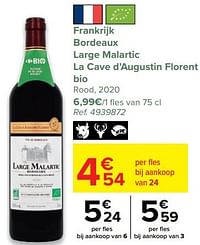 Frankrijk bordeaux large malartic la cave d’augustin florent bio rood, 2020-Rode wijnen