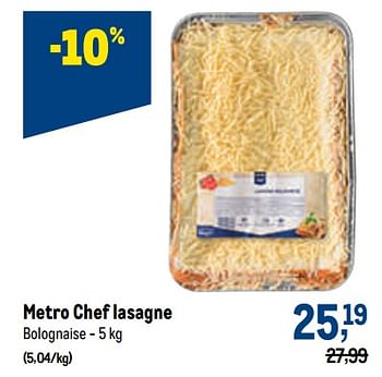 Promotions Metro chef lasagne - Produit maison - Makro - Valide de 21/09/2022 à 04/10/2022 chez Makro