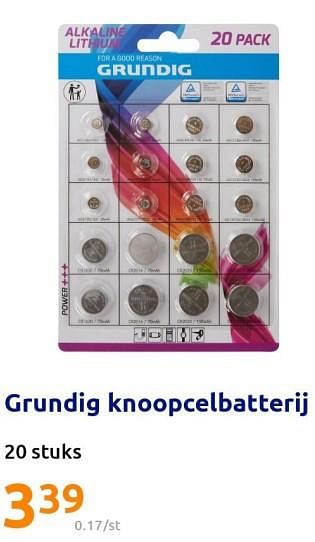 Promoties Grundig knoopcelbatterij - Grundig - Geldig van 14/09/2022 tot 20/09/2022 bij Action