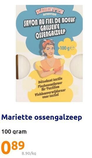 Promoties Mariette ossengalzeep - Huismerk - Action - Geldig van 14/09/2022 tot 20/09/2022 bij Action