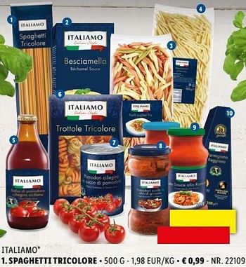 Promoties Spaghetti tricolore - Italiamo - Geldig van 19/09/2022 tot 24/09/2022 bij Lidl