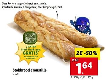 Promoties Stokbrood croustille - Huismerk - Lidl - Geldig van 19/09/2022 tot 24/09/2022 bij Lidl