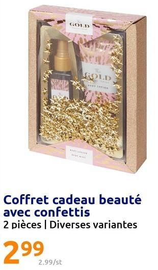 Promotions Coffret cadeau beauté avec confettis - Produit Maison - Action - Valide de 14/09/2022 à 20/09/2022 chez Action