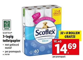 Promoties 3-lagig toiletpapier - Scottex - Geldig van 26/09/2022 tot 01/10/2022 bij Lidl