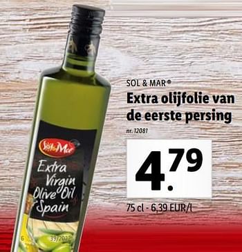 Promoties Extra olijfolie van de eerste persing - Sol & Mar - Geldig van 26/09/2022 tot 01/10/2022 bij Lidl