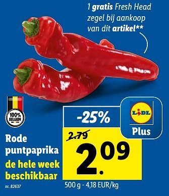 Promoties Rode puntpaprika - Huismerk - Lidl - Geldig van 26/09/2022 tot 01/10/2022 bij Lidl