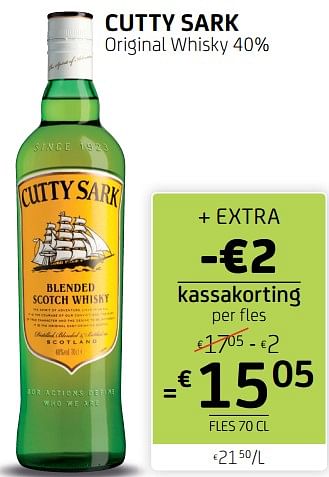 Promotions Cutty sark original whisky - Cutty Sark - Valide de 30/09/2022 à 12/10/2022 chez BelBev