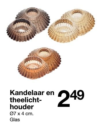 Promoties Kandelaar en theelichthouder - Huismerk - Zeeman  - Geldig van 17/09/2022 tot 23/09/2022 bij Zeeman