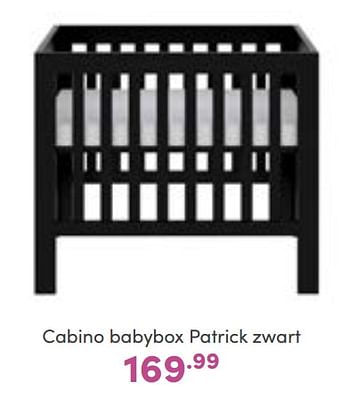 Promoties Cabino babybox patrick zwart - Cabino - Geldig van 18/09/2022 tot 24/09/2022 bij Baby & Tiener Megastore