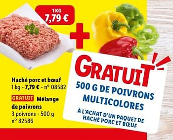 Promotions Haché porc et boeuf - Produit maison - Lidl - Valide de 26/09/2022 à 01/10/2022 chez Lidl