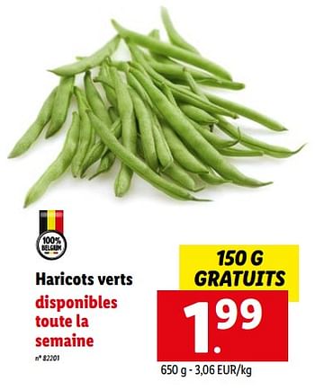 Promotions Haricots verts - Produit maison - Lidl - Valide de 26/09/2022 à 01/10/2022 chez Lidl
