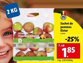Promotions Sachet de pommes elstar - Produit maison - Lidl - Valide de 26/09/2022 à 01/10/2022 chez Lidl