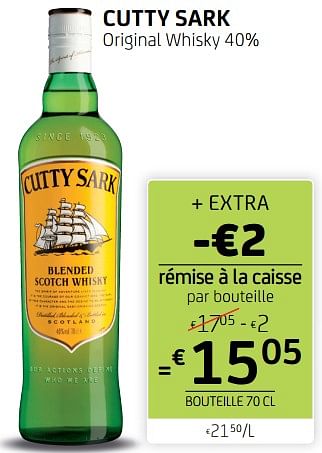 Promoties Cutty sark original whisky - Cutty Sark - Geldig van 30/09/2022 tot 12/10/2022 bij BelBev
