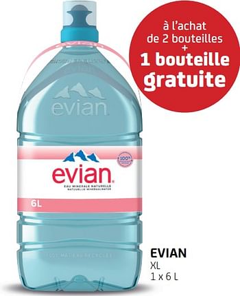 Promoties Evian à l’achat de 2 bouteilles + 1 bouteille gratuite - Evian - Geldig van 30/09/2022 tot 12/10/2022 bij BelBev