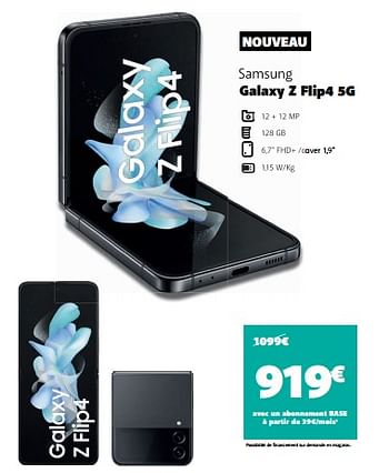 Promotions Samsung galaxy z flip4 5g - Samsung - Valide de 16/09/2022 à 03/10/2022 chez Base