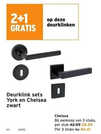 Promoties Deurklink sets chelsea zwart - Huismerk - Gamma - Geldig van 21/09/2022 tot 04/10/2022 bij Gamma