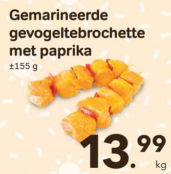Promoties Gemarineerde gevogeltebrochette met paprika - Huismerk - Bon'Ap - Geldig van 14/09/2022 tot 27/09/2022 bij Bon'Ap