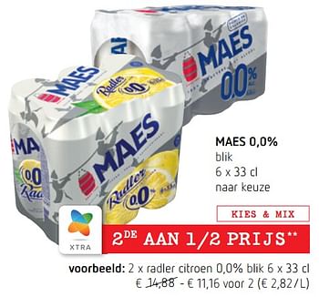 Promoties Maes radler citroen 0,0% blik - Maes - Geldig van 22/09/2022 tot 05/10/2022 bij Spar (Colruytgroup)