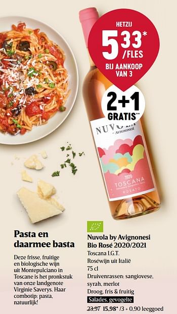 Promoties Nuvola by avignonesi bio rosé 2020-2021 toscana i.g.t. roséwijn uit italië - Rosé wijnen - Geldig van 22/09/2022 tot 28/09/2022 bij Delhaize