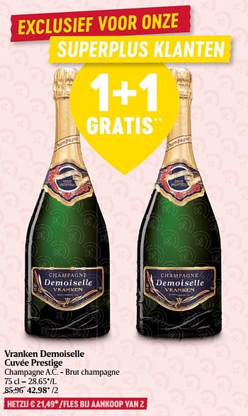 Promoties Vranken demoiselle cuvée prestige champagne a.c. - brut champagne - Champagne - Geldig van 22/09/2022 tot 28/09/2022 bij Delhaize