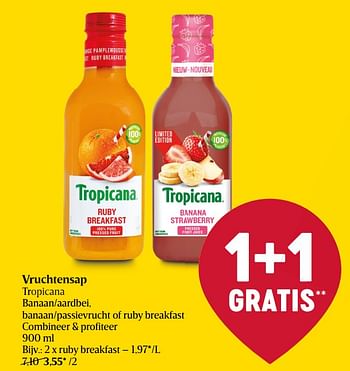 Promoties Vruchtensap tropicana ruby breakfast - Tropicana - Geldig van 22/09/2022 tot 28/09/2022 bij Delhaize