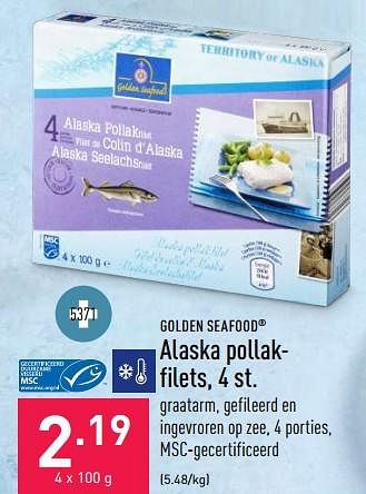 Promoties Alaska pollakfilets - Golden Seafood - Geldig van 26/09/2022 tot 07/10/2022 bij Aldi