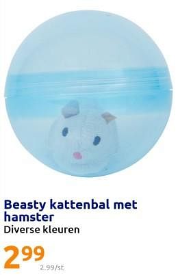 Promoties Beasty kattenbal met hamster - Beasty - Geldig van 21/09/2022 tot 26/09/2022 bij Action