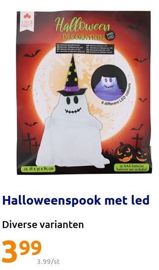 Promoties Halloweenspook met led - Huismerk - Action - Geldig van 21/09/2022 tot 26/09/2022 bij Action