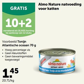 Promotions Almo nature natvoeding voor katten tonijn atlantische oceaan - Almo Nature - Valide de 26/09/2022 à 08/10/2022 chez Aveve