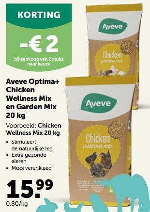 Promoties Aveve optima+ chicken wellness mix - Huismerk - Aveve - Geldig van 26/09/2022 tot 08/10/2022 bij Aveve
