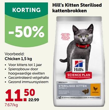 Promoties Hill’s kitten sterilised kattenbrokken chicken - Hill's - Geldig van 26/09/2022 tot 08/10/2022 bij Aveve