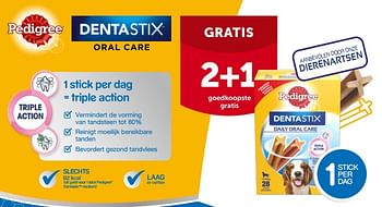 Promotions Pedigree dentastix oral care 2+1 gratis - Pedigree - Valide de 26/09/2022 à 08/10/2022 chez Aveve